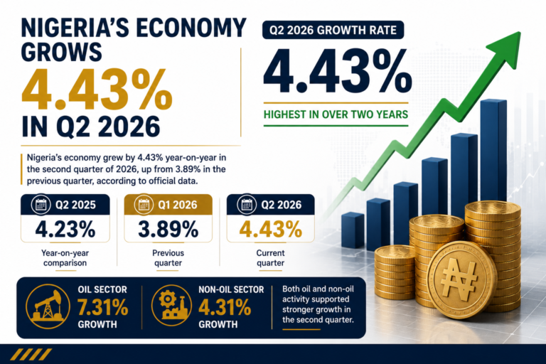 Nigeria’s Economy Grows 4.43% in Second Quarter of 2026